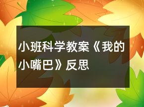 小班科学教案《我的小嘴巴》反思