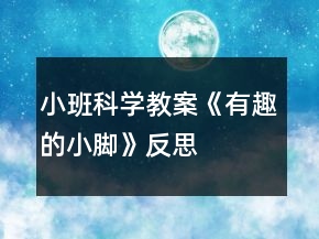 小班科学教案《有趣的小脚》反思