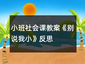 小班社会课教案《别说我小》反思