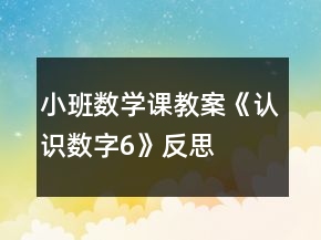 小班数学课教案《认识数字6》反思