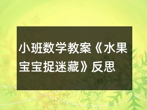 小班数学教案《水果宝宝捉迷藏》反思