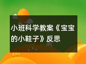 小班科学教案《宝宝的小鞋子》反思