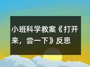小班科学教案《打开来，尝一下》反思