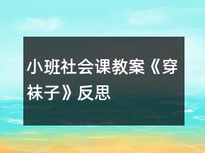 小班社会课教案《穿袜子》反思