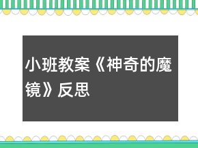 小班教案《神奇的魔镜》反思