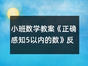 小班数学教案《正确感知5以内的数》反思
