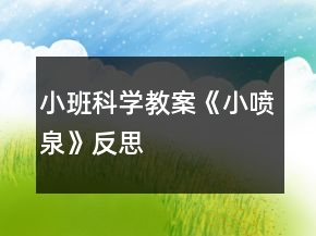 小班科学教案《小喷泉》反思