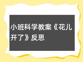 小班科学教案《花儿开了》反思