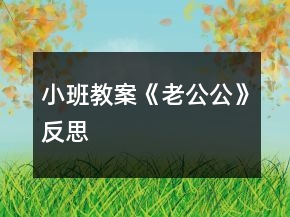 小班教案《老公公》反思