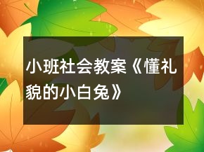 小班社会教案《懂礼貌的小白兔》