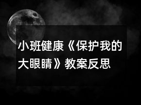 小班健康《保护我的大眼睛》教案反思