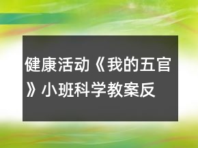 健康活动《我的五官》小班科学教案反思