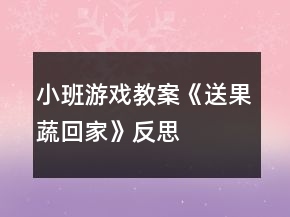 小班游戏教案《送果蔬回家》反思