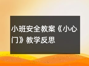 小班安全教案《小心门》教学反思