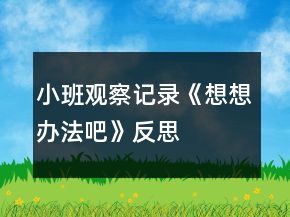 小班观察记录《想想办法吧》反思