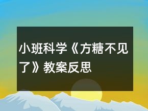 小班科学《方糖不见了》教案反思