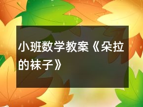 小班数学教案《朵拉的袜子》