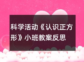 科学活动《认识正方形》小班教案反思