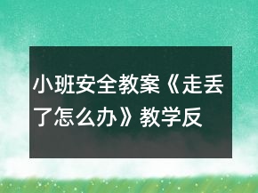 小班安全教案《走丢了怎么办》教学反思