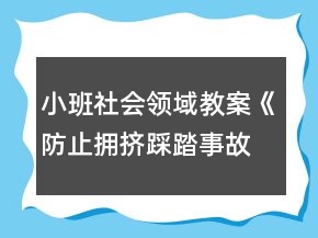 小班社会领域教案《防止拥挤踩踏事故》反思