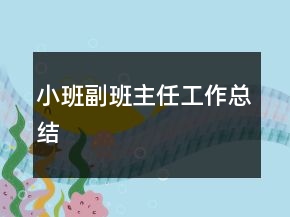 小班副班主任工作总结