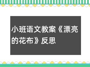 小班语文教案《漂亮的花布》反思