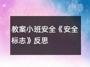 教案小班安全《安全标志》反思