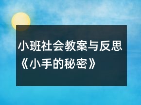 小班社会教案与反思《小手的秘密》