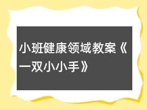 小班健康领域教案《一双小小手》