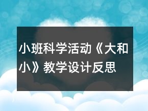 小班科学活动《大和小》教学设计反思