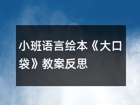小班语言绘本《大口袋》教案反思
