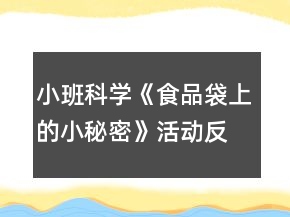 小班科学《食品袋上的小秘密》活动反思