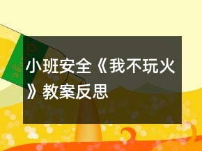 小班安全《我不玩火》教案反思