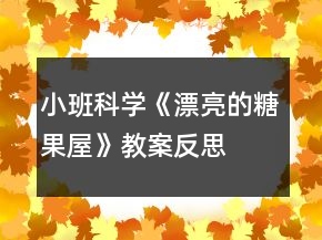 小班科学《漂亮的糖果屋》教案反思