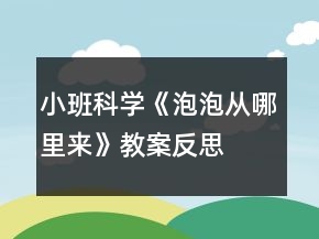 小班科学《泡泡从哪里来》教案反思
