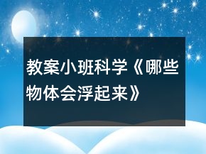 教案小班科学《哪些物体会浮起来》