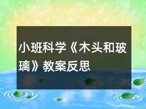 小班科学《木头和玻璃》教案反思