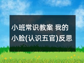 小班常识教案 我的小脸(认识五官)反思