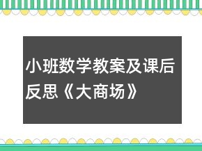 小班数学教案及课后反思《大商场》