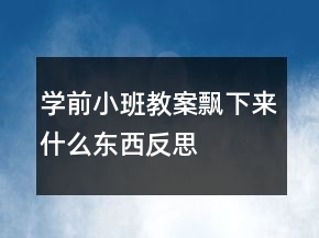 学前小班教案：飘下来什么东西反思