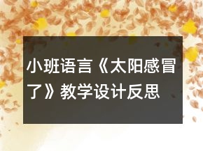 小班语言《太阳感冒了》教学设计反思