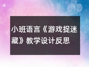 小班语言《游戏捉迷藏》教学设计反思