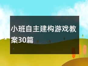 小班自主建构游戏教案30篇