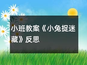 小班教案《小兔捉迷藏》反思