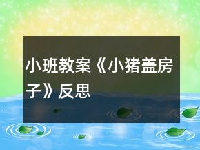 小班教案《小猪盖房子》反思