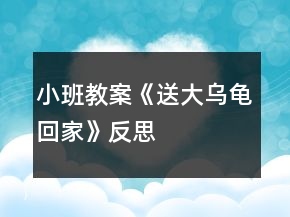 小班教案《送大乌龟回家》反思
