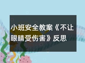 小班安全教案《不让眼睛受伤害》反思