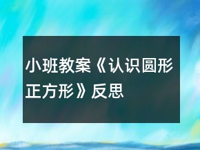 小班教案《认识圆形正方形》反思