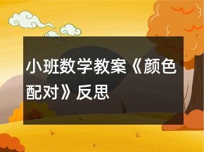 小班数学教案《颜色配对》反思