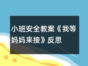 小班安全教案《我等妈妈来接》反思